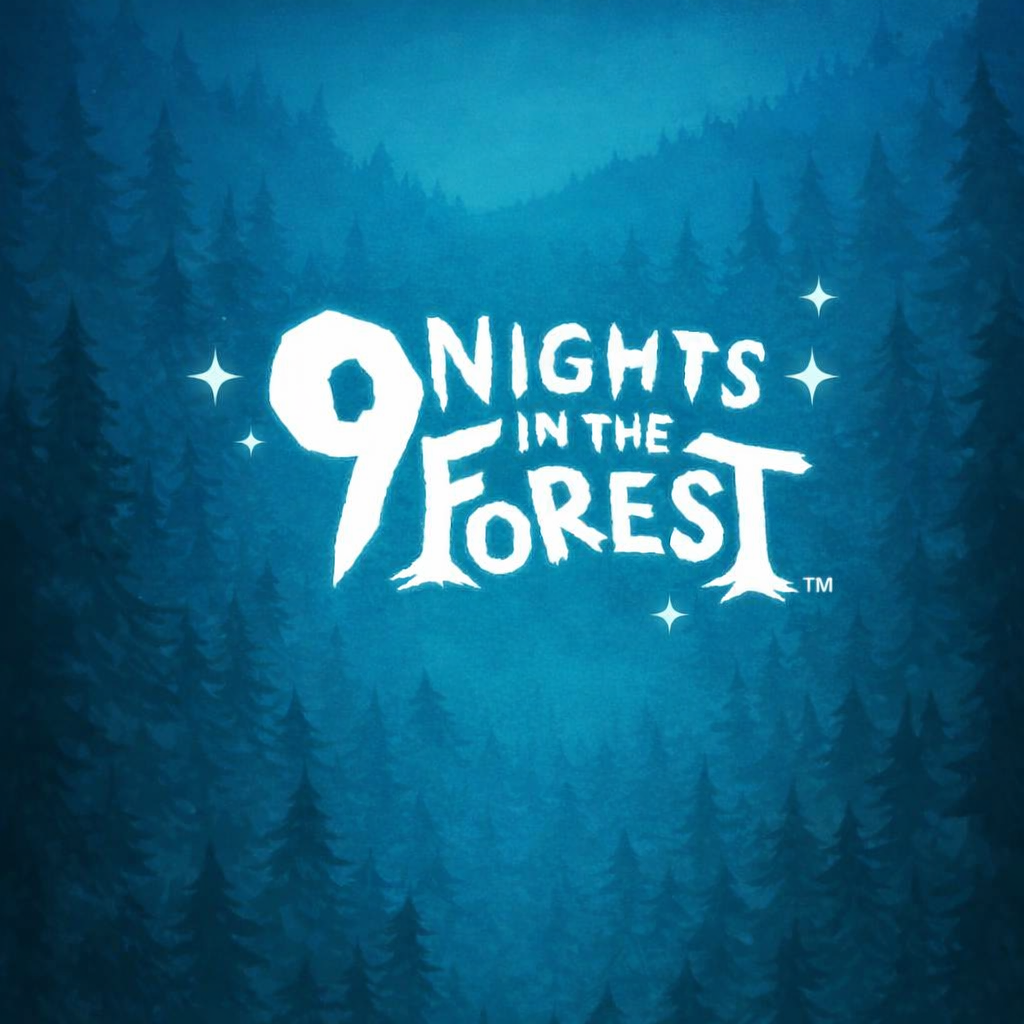 Logo of 99 Nights in the Forest featuring deer and trees, inspired by the hit Roblox game.
