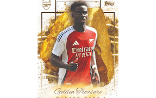 Arsenal FC 2024/25 Fan Set: Bukayo Saka Golden Treasure collectible card from Topps.