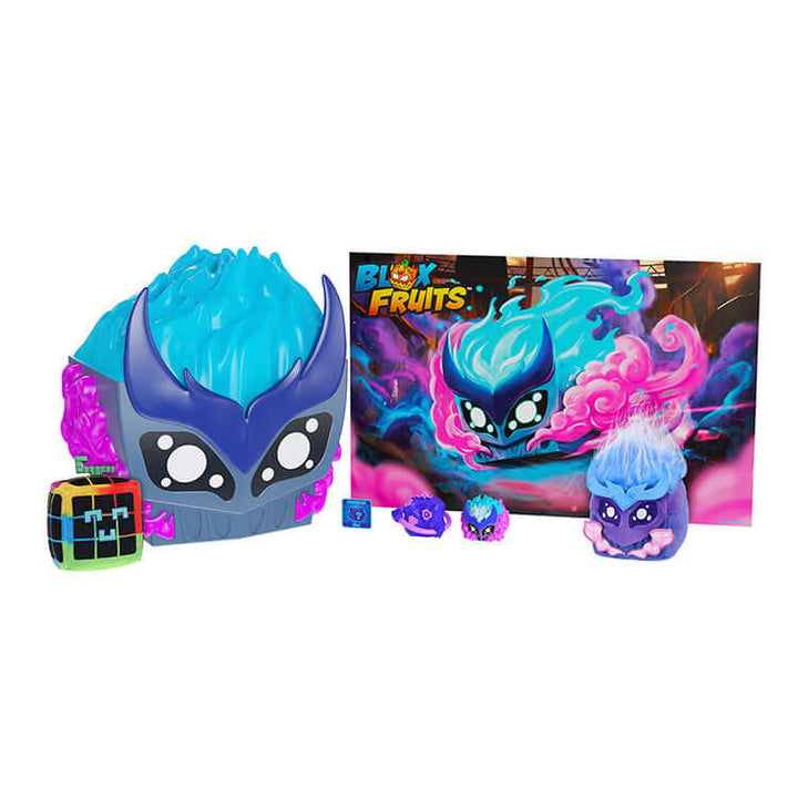 Blox Fruits Series 4 Gas Collector Bundle featuring plush fruits, collectible figures, and themed storage case.