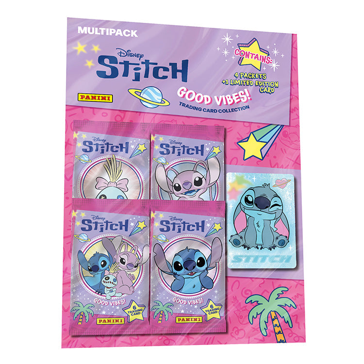 Stitch Good Vibes trading cards multipack featuring Stitch, Angel, and other characters by Panini.