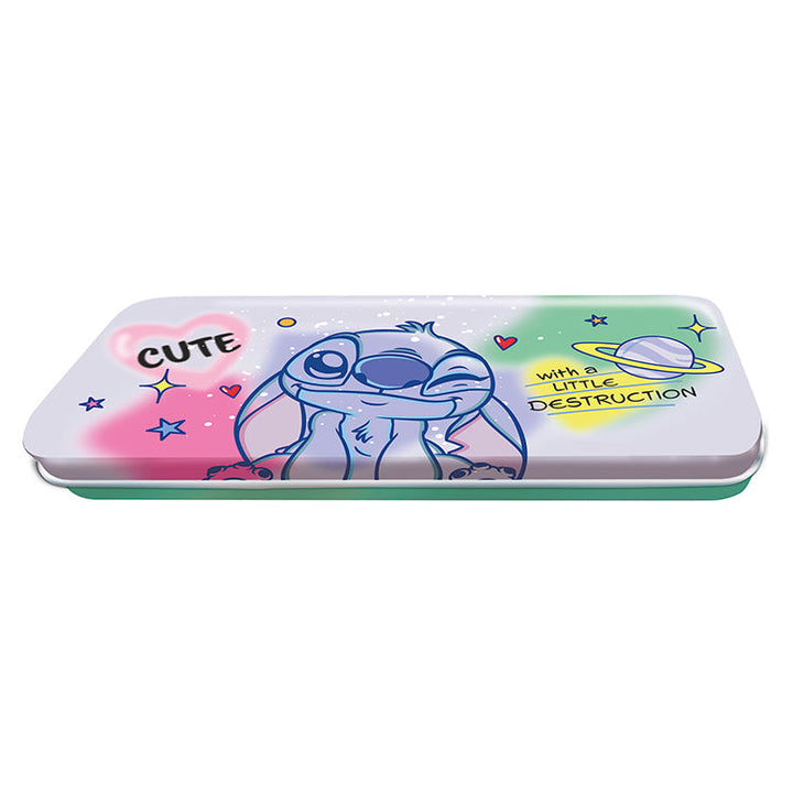 Stitch Good Vibes trading cards tin featuring Stitch with the text &