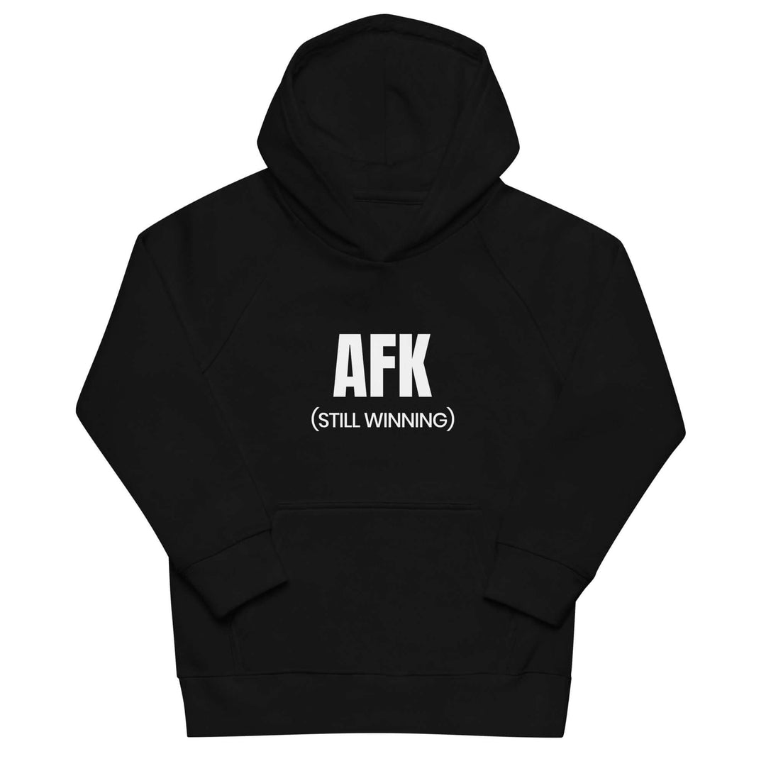 AFK Kids eco friendly hoodie in black with white lettering saying &