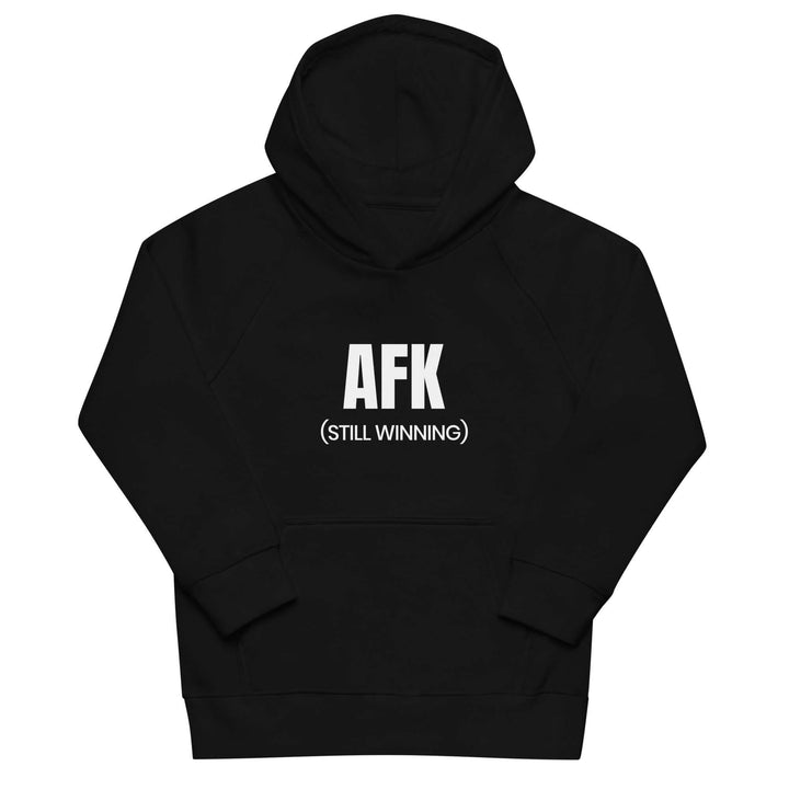 AFK Kids eco friendly hoodie in black with white lettering saying &