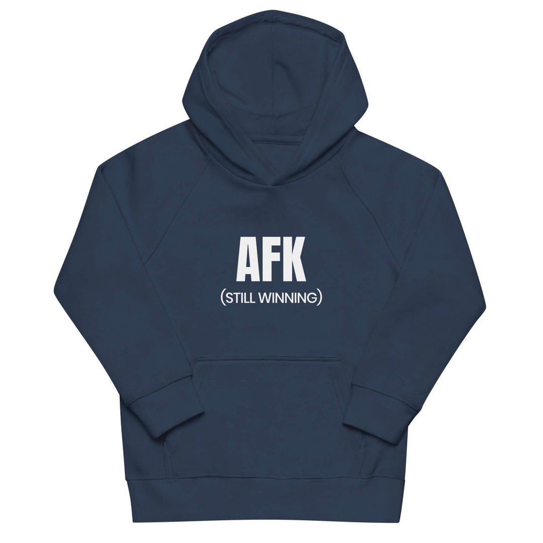 AFK Kids eco friendly hoodie in navy color featuring &
