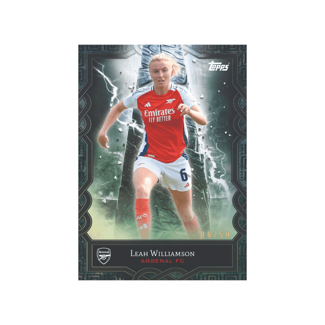 Leah Williamson Arsenal FC trading card from the 2024/25 Topps Fan Set, limited edition 06/50.