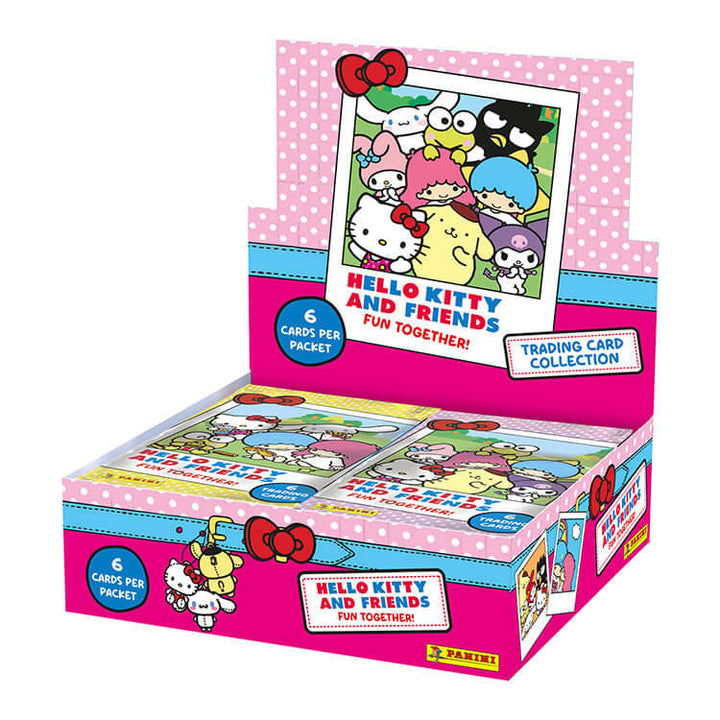 Hello Kitty Trading Card Collection display box showcasing Hello Kitty and Friends trading card packets.